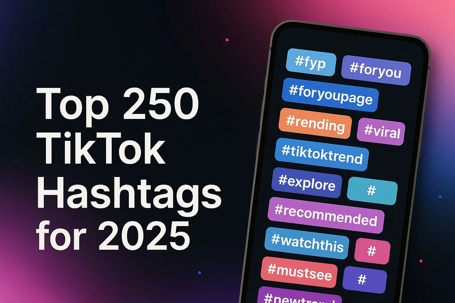 Top 250 TikTok Hashtags for 2026 + How to Use Them for Growth
