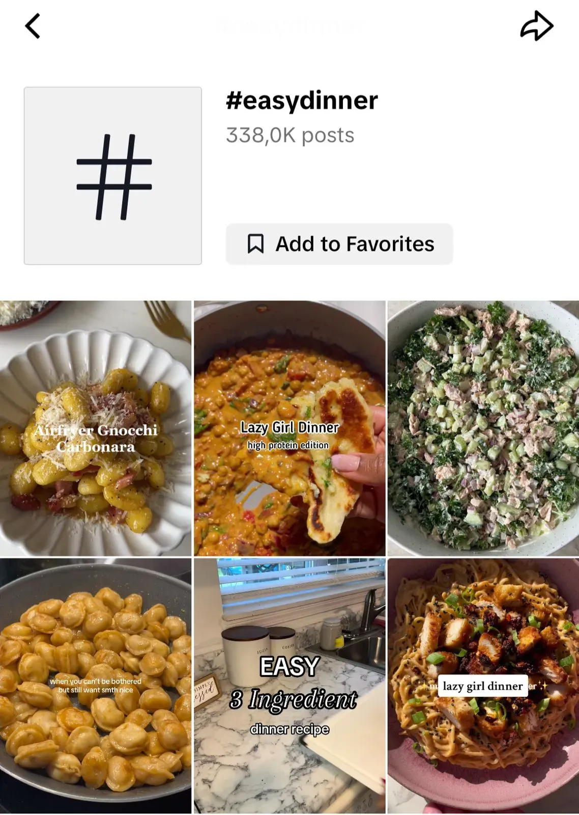 Hashtag categories and examples