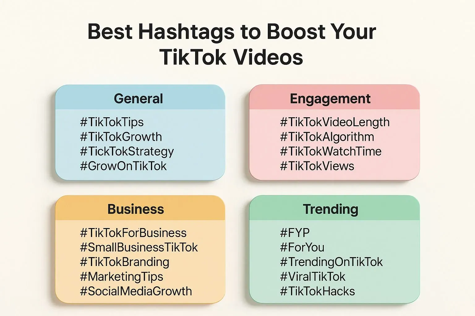 Hashtags to boost TikTok videos