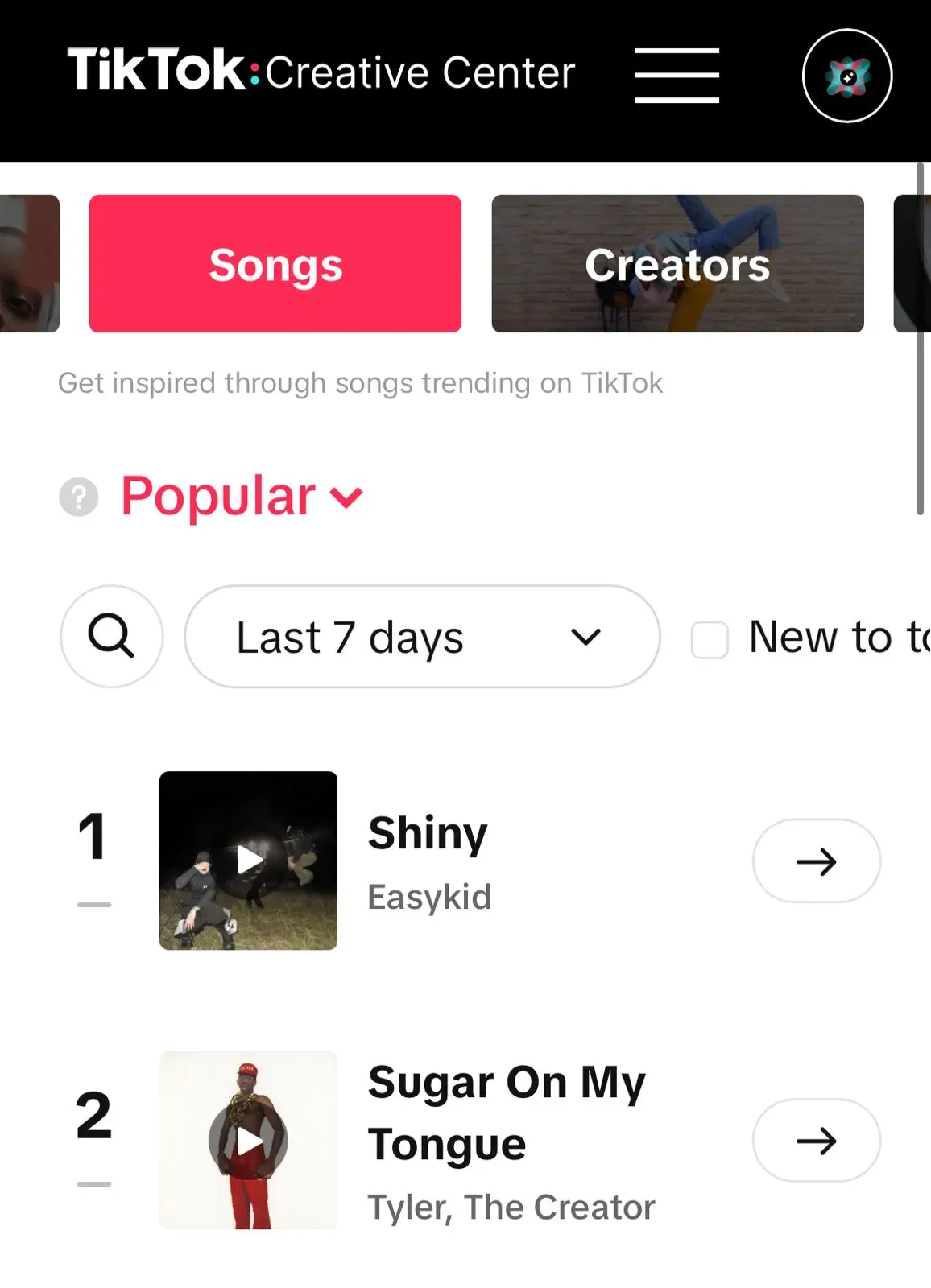 Find trending songs